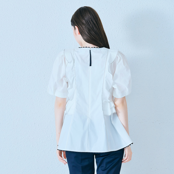 2022年♡美品♡ルネ 袖刺繍 ブラウス シャツ バイカラー サイドライン 34 2022年♡美品♡ルネ 袖刺繍 ブラウス シャツ バイカラー サイドライン 34