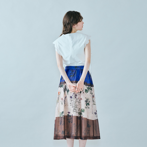 スカラップ刺繍ダブルカラーブラウス | レディースファッション