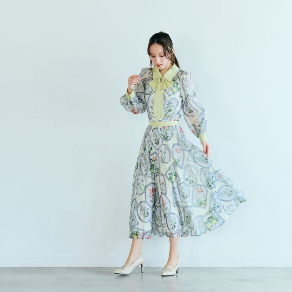 フラワーフレームプリントプリーツスカート | レディースファッション