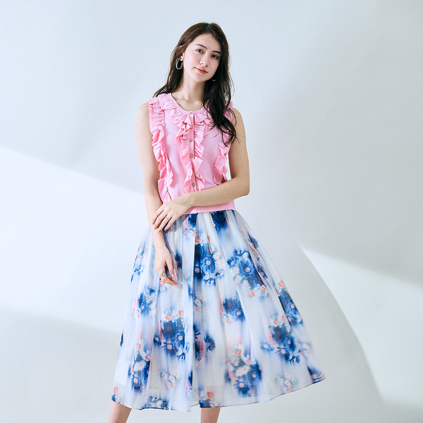 Audie a Muses オーディアミューズ フラワーモチーフスカート 白38