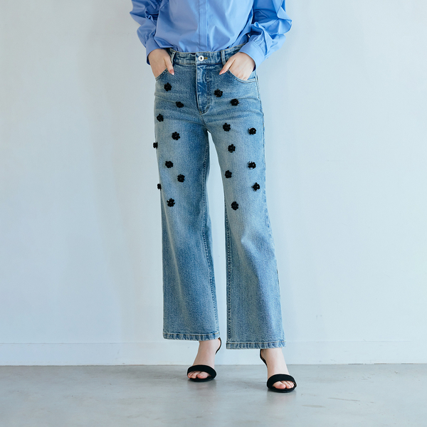 ビジュー付きブーツカットデニム | レディースファッション【JUNIOR
