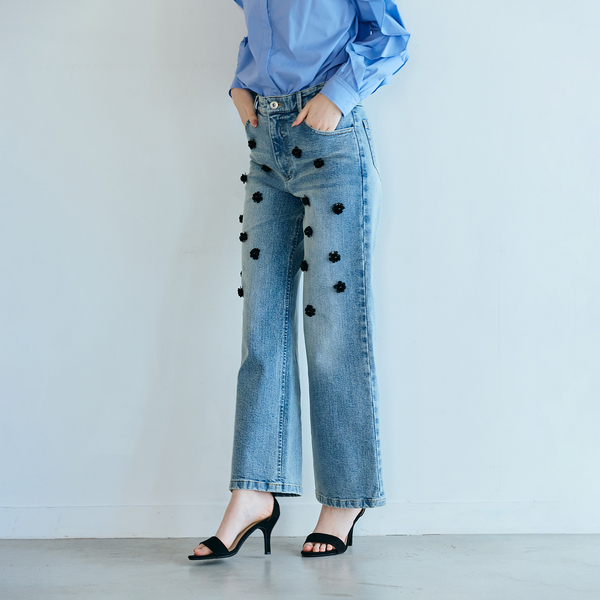 ビジュー付きブーツカットデニム | レディースファッション【JUNIOR