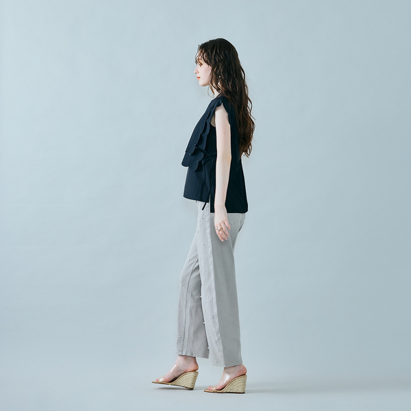 【Audie a Muses】パールスタッズカーブデニム オーディア ミューズ Audie a Muses パールスタッズカーブデニム