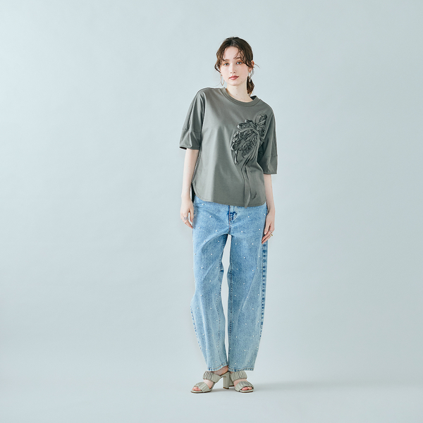 【Audie a Muses】パールスタッズカーブデニム オーディア ミューズ Audie a Muses 【人気のため追加】パール