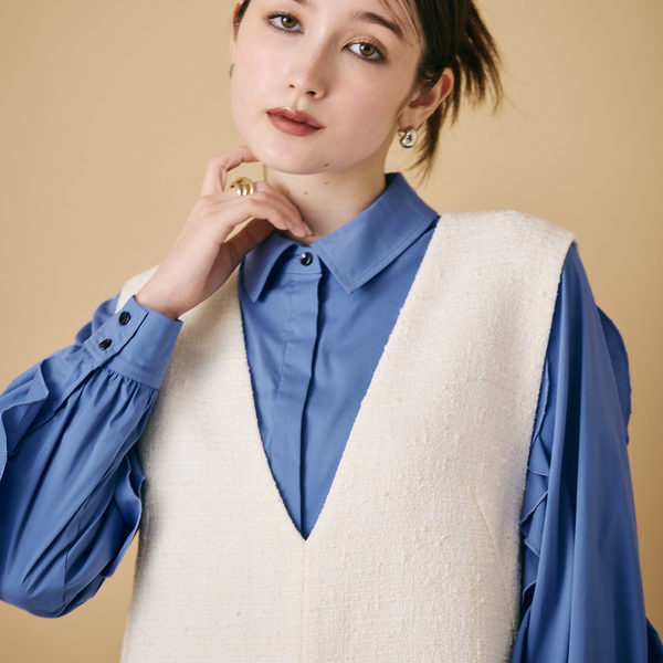 yori ドライツイードサロペット バニラ36サイズ yori ドライツイード