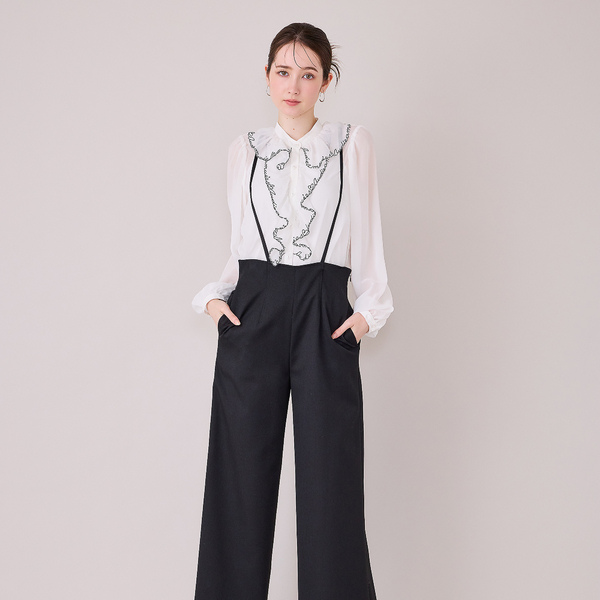 ワイドシルエットサロペットパンツ/ BLACK | レディースファッション