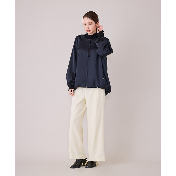 モデル美香着用】ワイドシルエットサロペットパンツ/WHITE