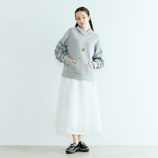 フラワーモチーフ付きパーカー | レディースファッション【JUNIOR