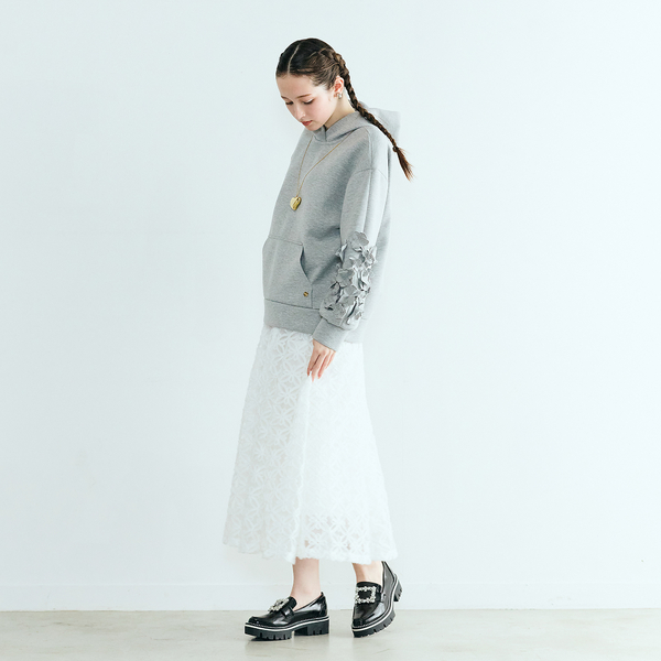 フラワーモチーフ付きパーカー | レディースファッション【JUNIOR