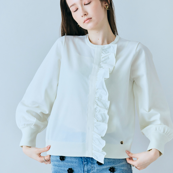 Christian Dior フリル付き長袖カーディガン フリル付き釦開きカーディガン | レディースファッション【JUNIOR