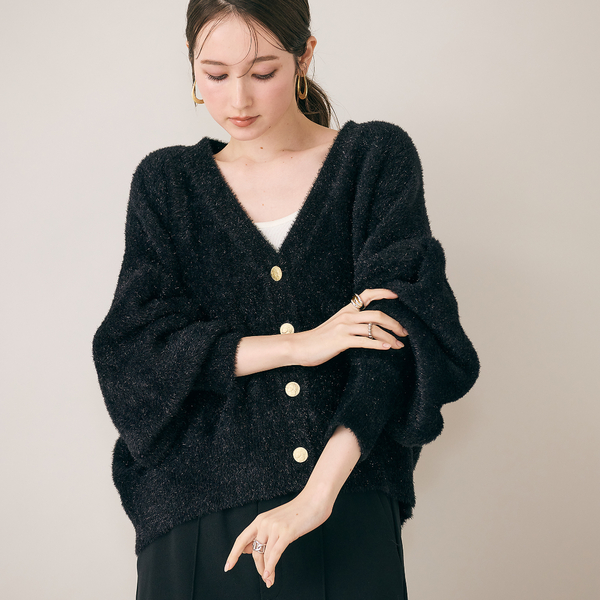 d.i.a. カーディガン 黒 金 ラメ キラメキニットカーディガン | レディースファッション【JUNIOR Online