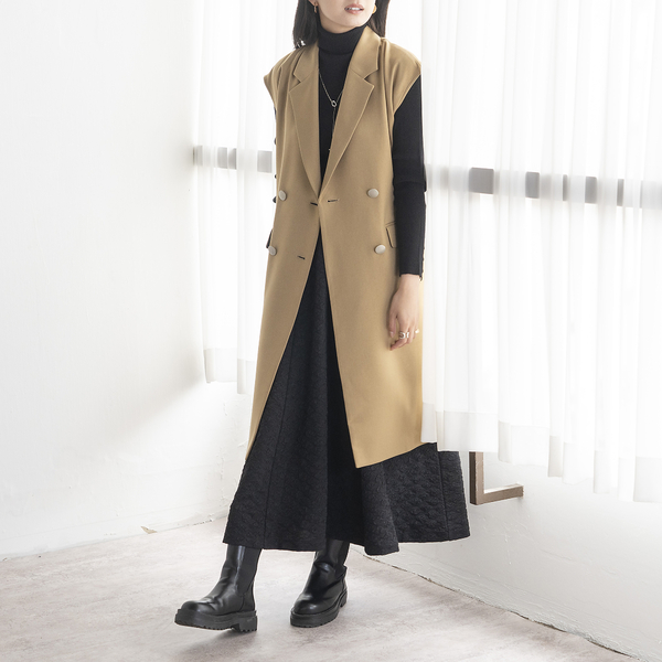 ロンロンページ 雑誌掲載】ダブルボタンロングジレ | レディースファッション【JUNIOR