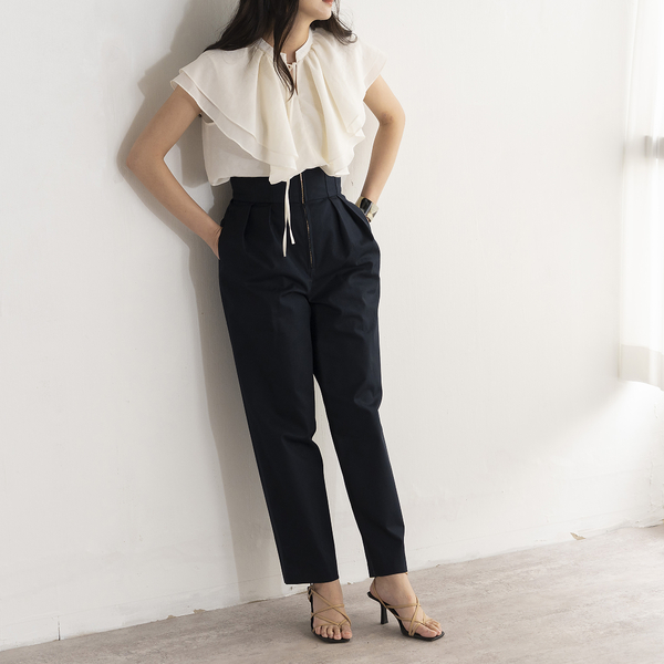 ハイウエスト撥水タックパンツ | レディースファッション【JUNIOR