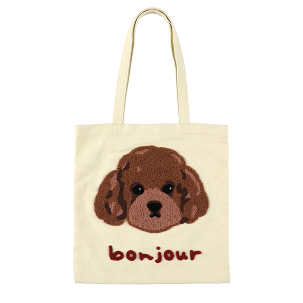 シェニール刺繍トートバッグ/プチプードル | レディースファッション