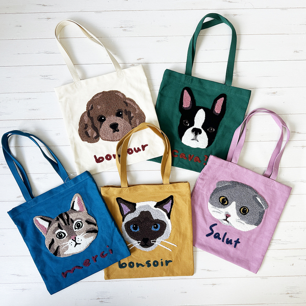 シェニール刺繍トートバッグ/プチプードル | レディースファッション
